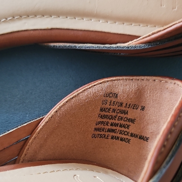 JustFab Tan Woven Flats Bohochic Size US 5.5 Like New - Picture 5 of 6